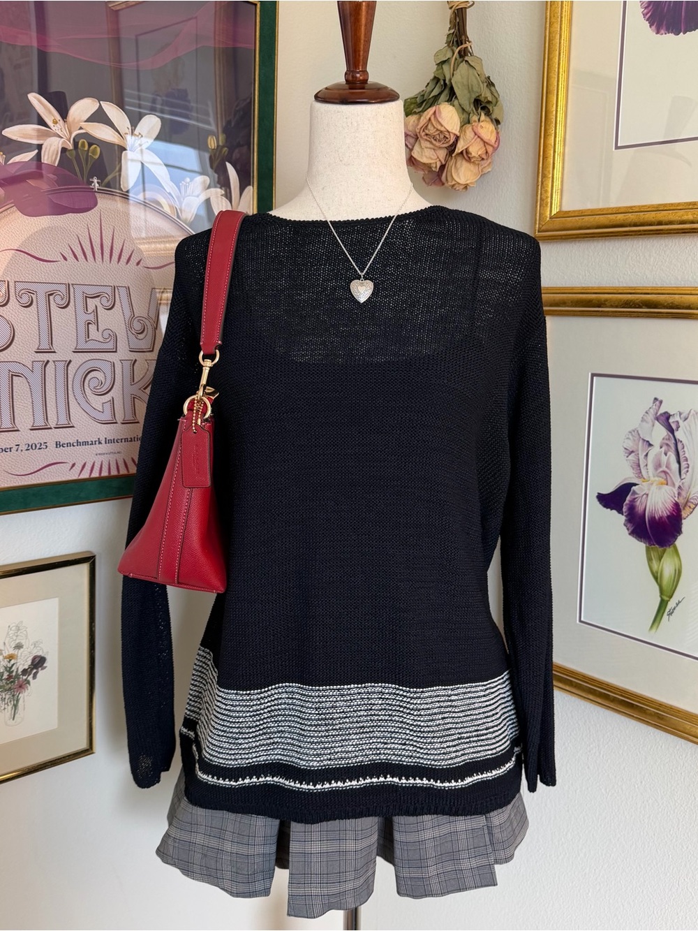 DKNY Navy Sheer Open Knit Sweater Size Small